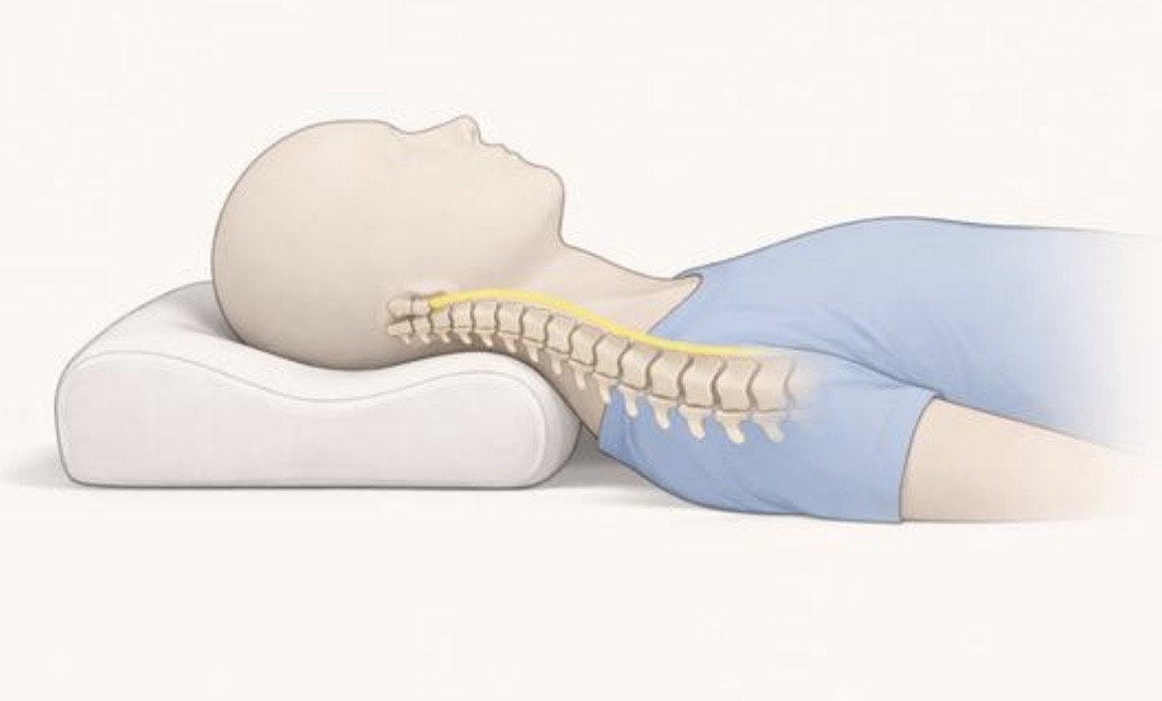Exemplo ilustrativo de apoio da cabeça e do pescoço ao dormir de costas