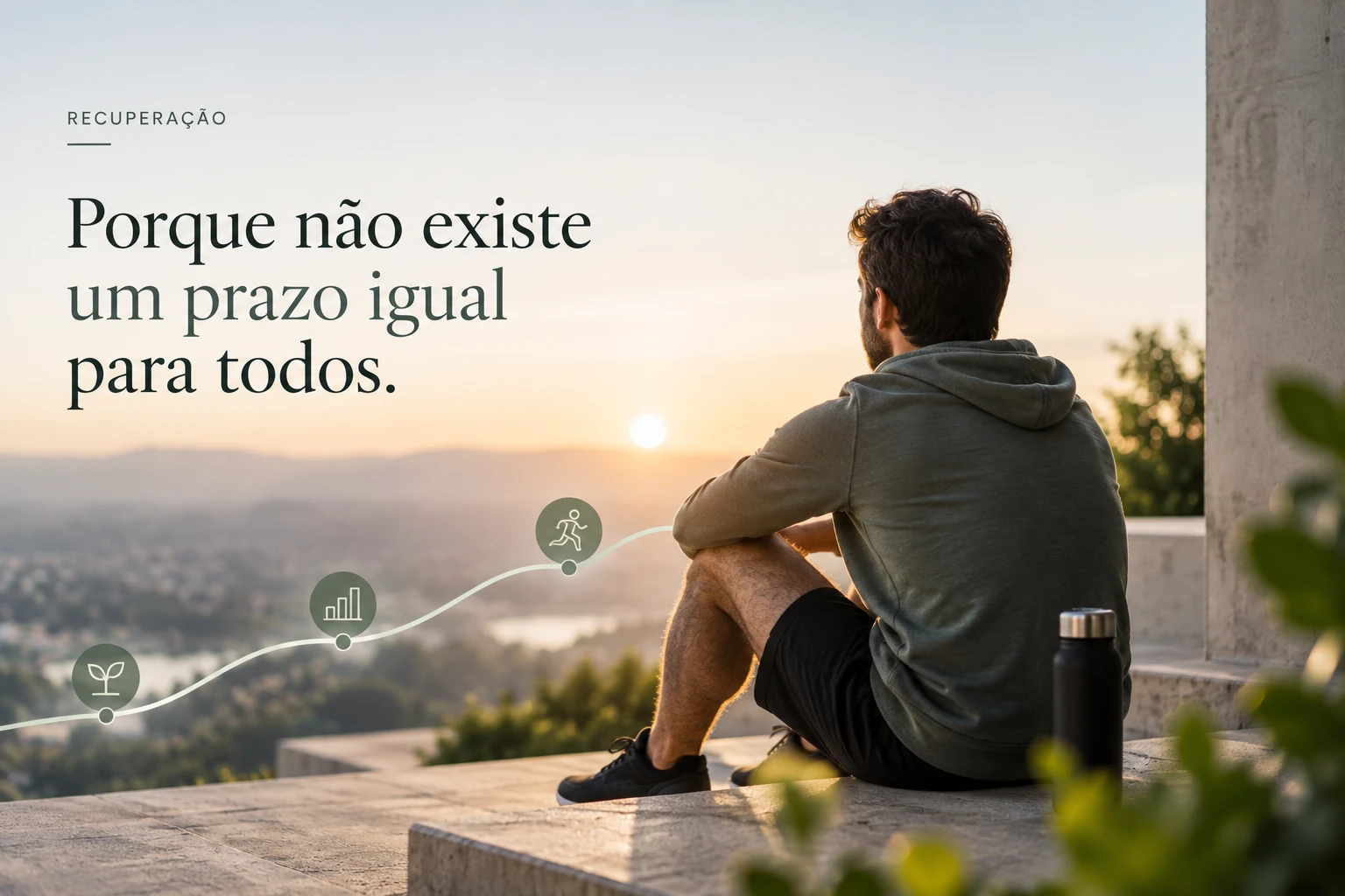 Pessoa a refletir durante um percurso de recuperação.