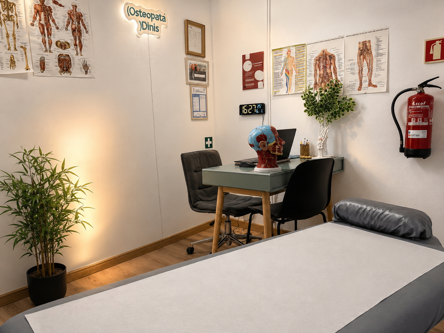 Consultório de osteopatia — vista geral do espaço de atendimento